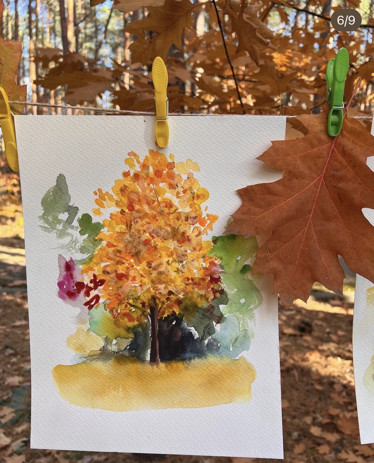 Breath of Autumn. October — original watercolor by Marina Stognieva, 24 × 31 cm, 2023
